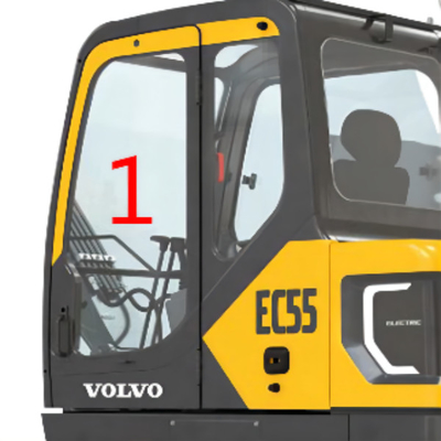 EC55 Digger αντικατάσταση παραθύρων θέσης NO.1 αριστερών πορτών γυαλιού ανεμοφρακτών της VOLVO